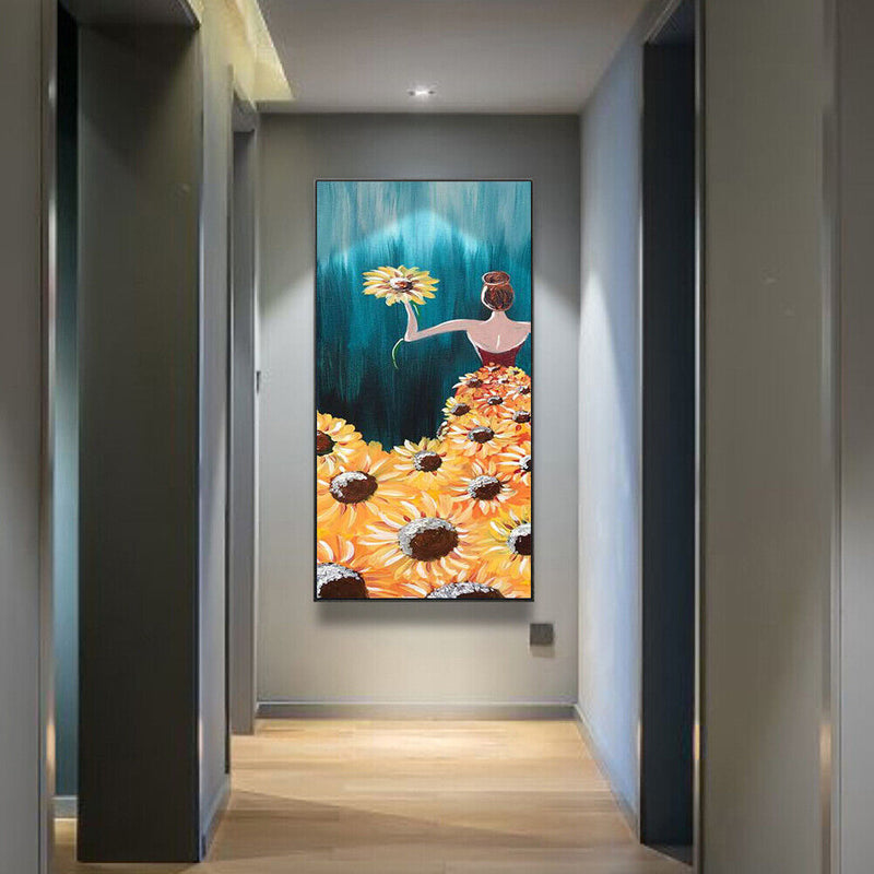 Frameless Oil Paint By Numbers DIY Flowered Skirt Girl Picture Craft for Home