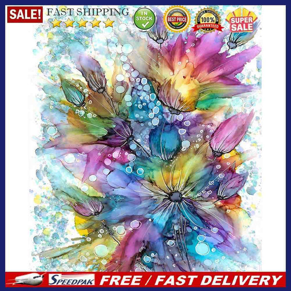 Oil Paint By Numbers Painting Kit Splash Colorful Ink Flower Drawing on Can