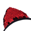 Women Children Girls Sexy Cat Ear Sequined Hairband Hair Hoop Headwear(Red)