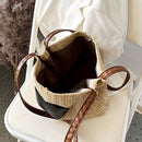 Summer Love Straw Woven Handbags Women Knitted Bucket Shoulder Bag (Camel)