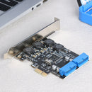 Front PCI-E to 19/20 Pin Adapter Desktop USB 3.0 PCI Express Expansion Card