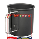 Camping Cup & Foldable Handle Stainless Steel Designed for Outdoor (Black) Newly