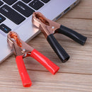 2 Red+ 2 Black 50A Copper Coated Car Battery Test Clips Alligator Clamps Newly