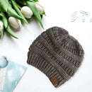 Colorful Knitted Hat Women Girls Autumn Winter Warm Beanie Cap (Dark Gray)