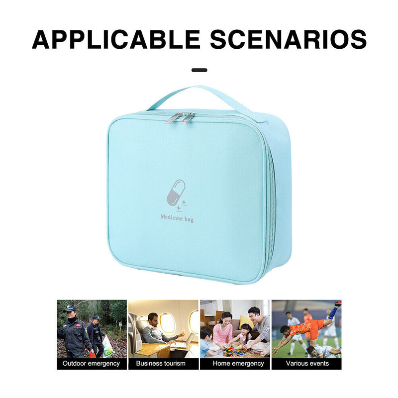 Portable Travel First Aid Kit Medical Bag Emergency Storage Box (Blue L) Newly