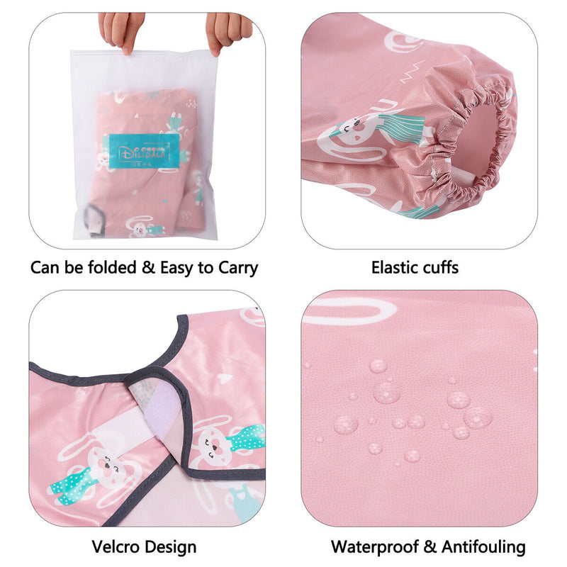 Waterproof Highchair Kids Long Sleeves Baby clothes Weaning Bib Baby Bibs