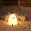 LED Night Light Pear Shaped USB Rechargeable Bedroom Lamp  Silicone Light`
