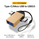 2 in 1 Type-C Micro USB Male to USB3.0 Female Converter Connector OTG Adapter