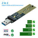 M.2 NVMe SSD to USB 3.1 Adapter Enclosure for NVME PCIE NGFF SATA M/B Key SSD