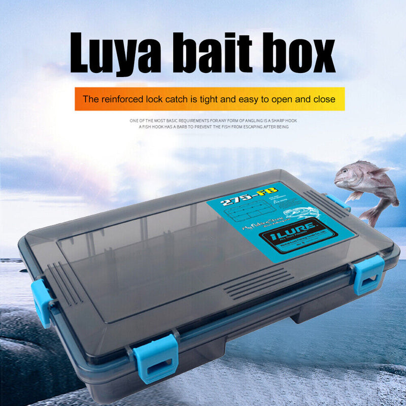 Double Sided Fish Hook Lures Bait Storage Box Fishing Tackle Case (Blue) Newly