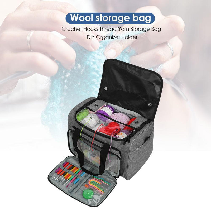 Knitting Sewing Needles Storage Bag Portable Yarn Tote Hooks Organizer