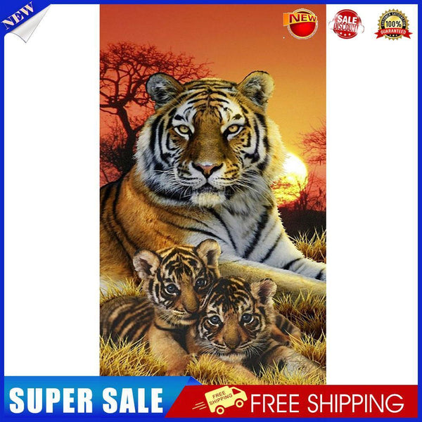 Tiger Mom and Kids Oil Paint By Numbers Kit DIY Acrylic Painting on Canvas