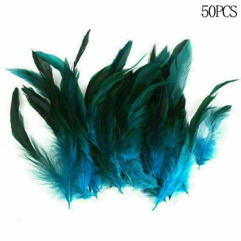 50pcs Sewing Craft Rooster Tail Feathers 4.72-7.08 Beautiful Q7L1 Blue P0K9 C2L0