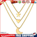 Lady Moon Star Love Pendant Necklace Retro Women Multi Layer Clavicle Chain