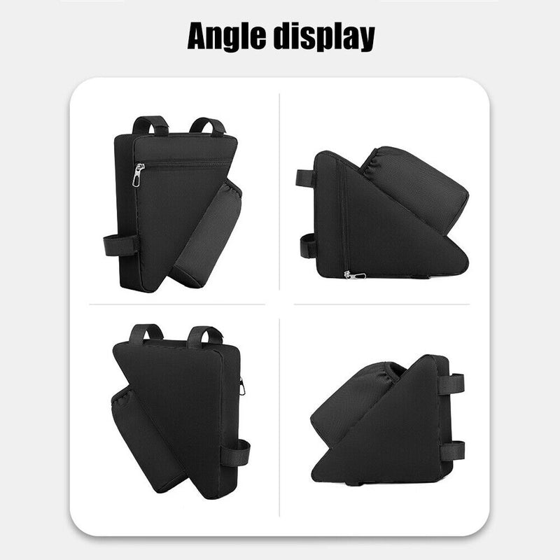 1.2L Triangle Mountain Bike Bag Front Tube Frame Pouch with Water Bottle Pock