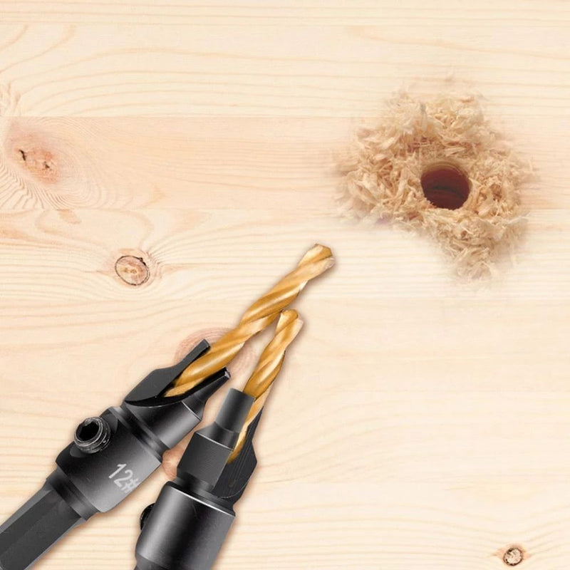 Woodworking Hex Shank Drill Bit Countersunk Bits Titanium Plated Chamfering