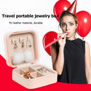 Portable Earrings Rings Storage Box PU Leather Jewelry Display Case (Pink)