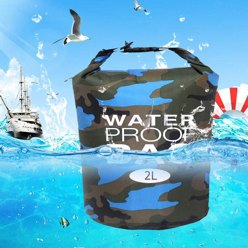 Waterproof Swimming Bag Camouflage Outdoor Camping Dry Sack (2L Light Blue)