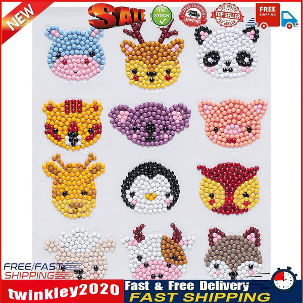 12x Kids Full Drill DIY Diamond Painting Stickers Animal Phone Cup Decals Newly