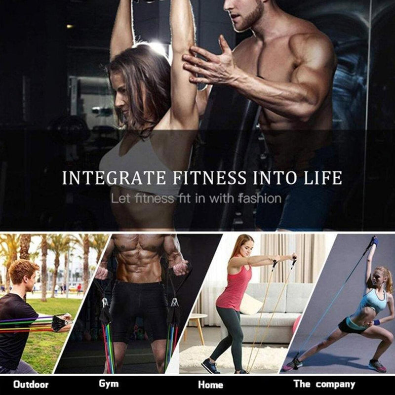 RESISTANCE BANDS Set For Yoga Abs Pilates Fitness Exercise Workout 11 Pieces.