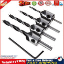 4Pcs HSS 5 Flute Countersink Drill Bit Set Screw Woodworking Chamfer Tool Newly