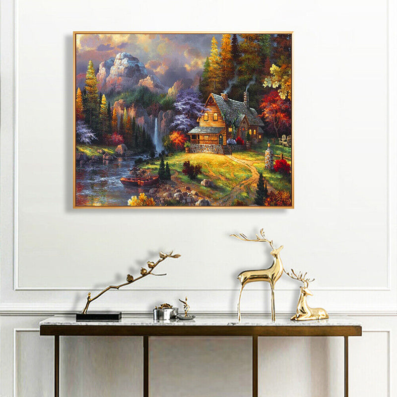 Paint By Numbers for Beginner Lodge Between Mountains and Forests Painting