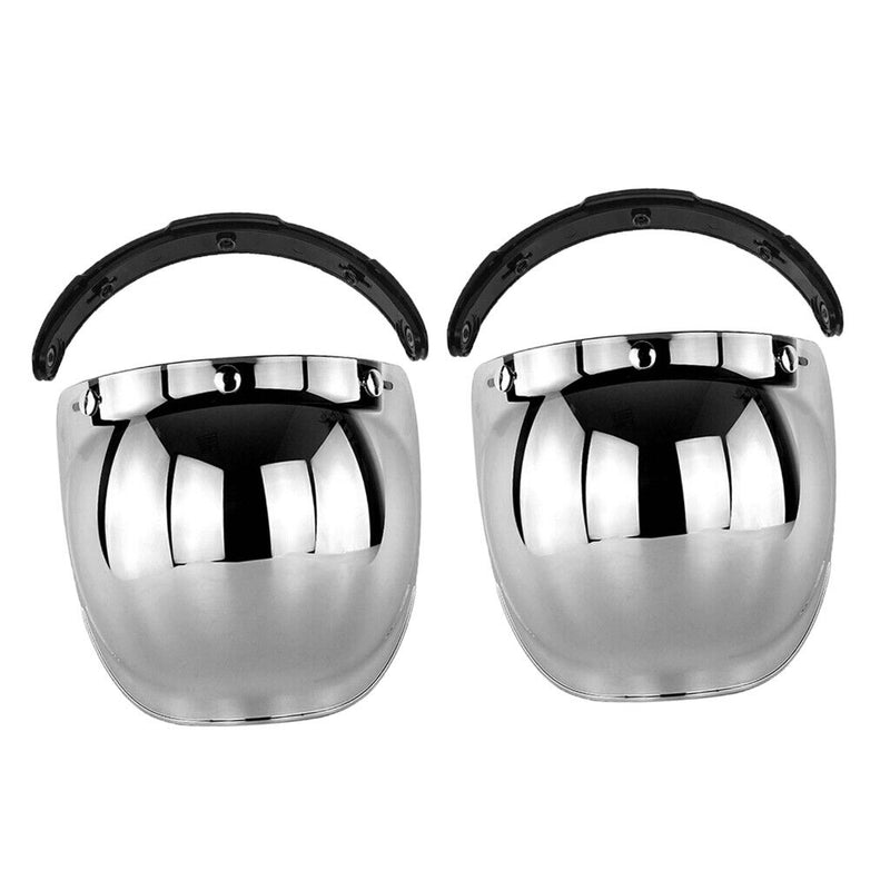 2x Motorrad 3-Snap Flip Up Universal Blase Visier für Open Face Halb Helm,