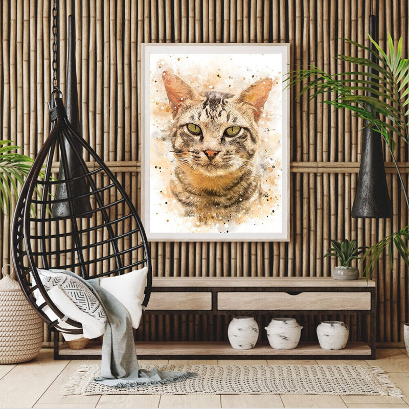 Cat Oil Paint By Numbers DIY Handpainted on Canvas Wall Art Picture Crafts