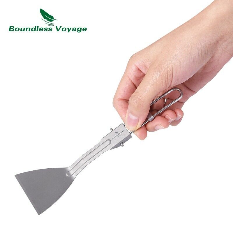 Boundless Voyage Titanium Beefsteak Frying Shovel with Folding Handle