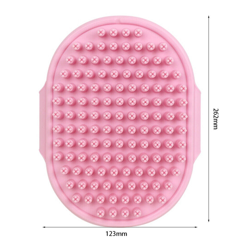 Dog Cat Bath Brush Comb Rubber Pet Hair Fur Grooming Massage Glove (Pink) Newly