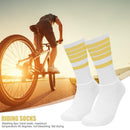 Anti-slip Sports Socks Women Men Cycling Calf Length Socks (Yellow Stripe)