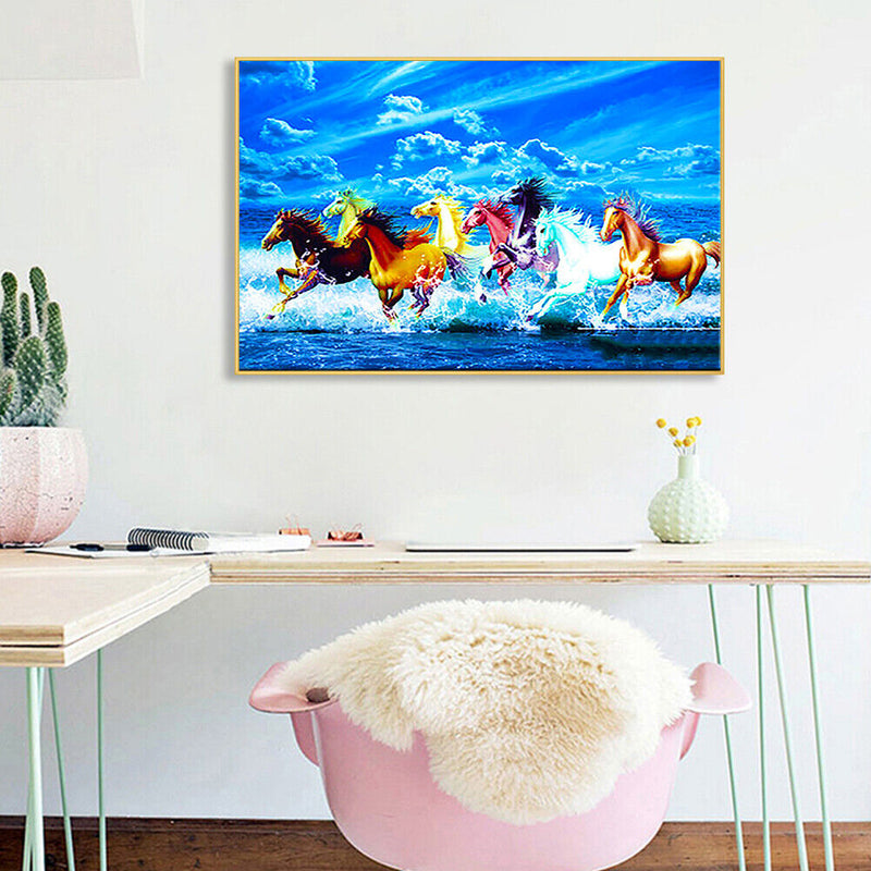DIY Horse Animal Oil Paint By Numbers Frameless Hand Painted Artwork Wall Dec