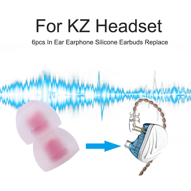 6pcs In Ear Earphone Silicone Earbuds Replace for KZ Headset (White+Red) Newly