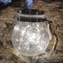 LED Solar Lamp Cracked Glass Ball Hanging Light Garden Decor (White 30LED) Newly