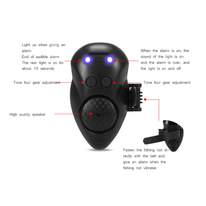 Fishing Bite Alarm Carp Sea Rod LED Indicator Alert Fishing Tackle (Red) Newly