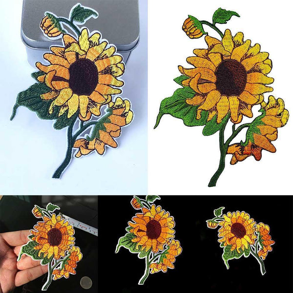 Sunflower Patch Cloth Bag Stickerei Applique Aufkleber Abzeichen-Patches Z0D6