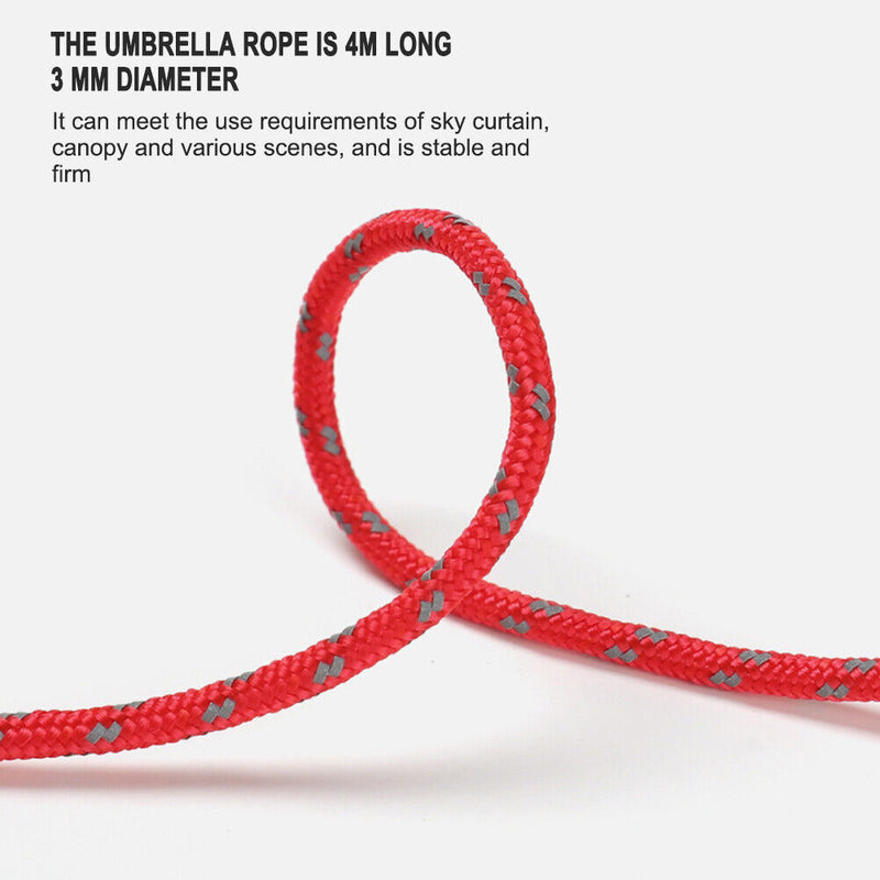 4x Tent Paracord Cord Outdoor Camping Windproof Wind Rope Buckle (Red)