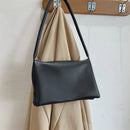 Retro Women Soft PU Solid Color Shoulder Bag Casual Ladies Multi Layer Handbag