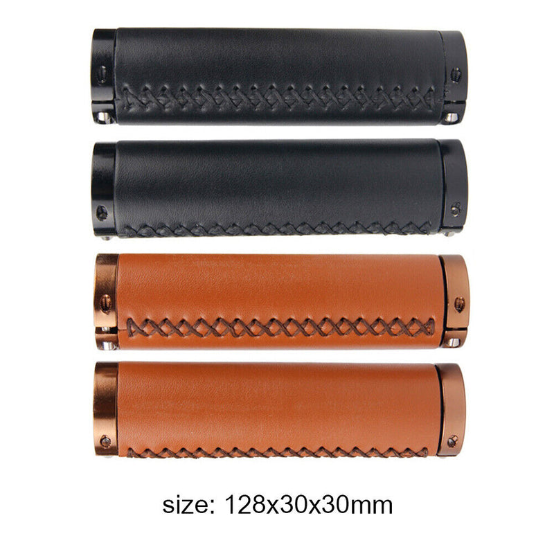 2x Bicycle Handlebar Cover Retro Soft PU Road Bike Lock Handle Grip (Brown)