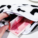 Hot Cow Pattern Cute Plush Mini Storage Bag Coin Purse Headphone Bag Pocket