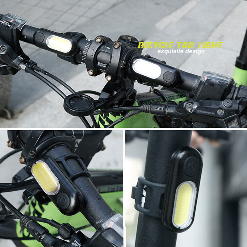 COB LED Bicycle Lamp USB Rechargeable 5 Modes Red White MTB Road Bike Taillight