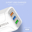 5V 2.4A 3 Port USB Smart QC 3.0 Fast Charging Travel Wall Phone Charger Adapter