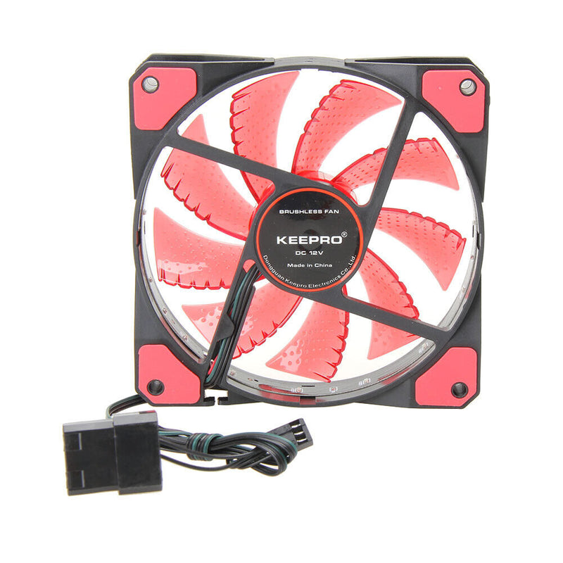 12V 3-4Pin 15LED Lighting PC Case Fan Cooler Computer Cooling Fan (Red) Newly