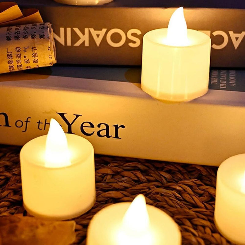 6pcs Flameless Tea Light Candles Battery Operated Flickering Tealights (B)