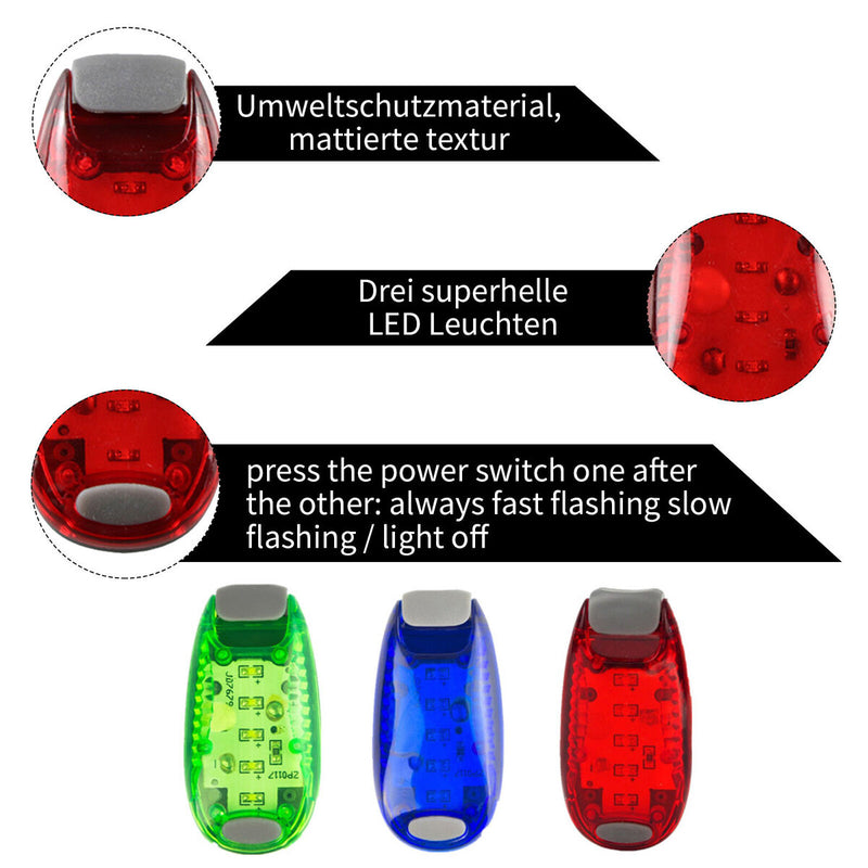 6-Pack LED Safety Light High Visibility Clip to Clothes Strap for Running Newly