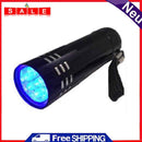 10pcs Black Mini Aluminum UV ULTRA PURPLE 9 LED FLASHLIGHT Flashlight