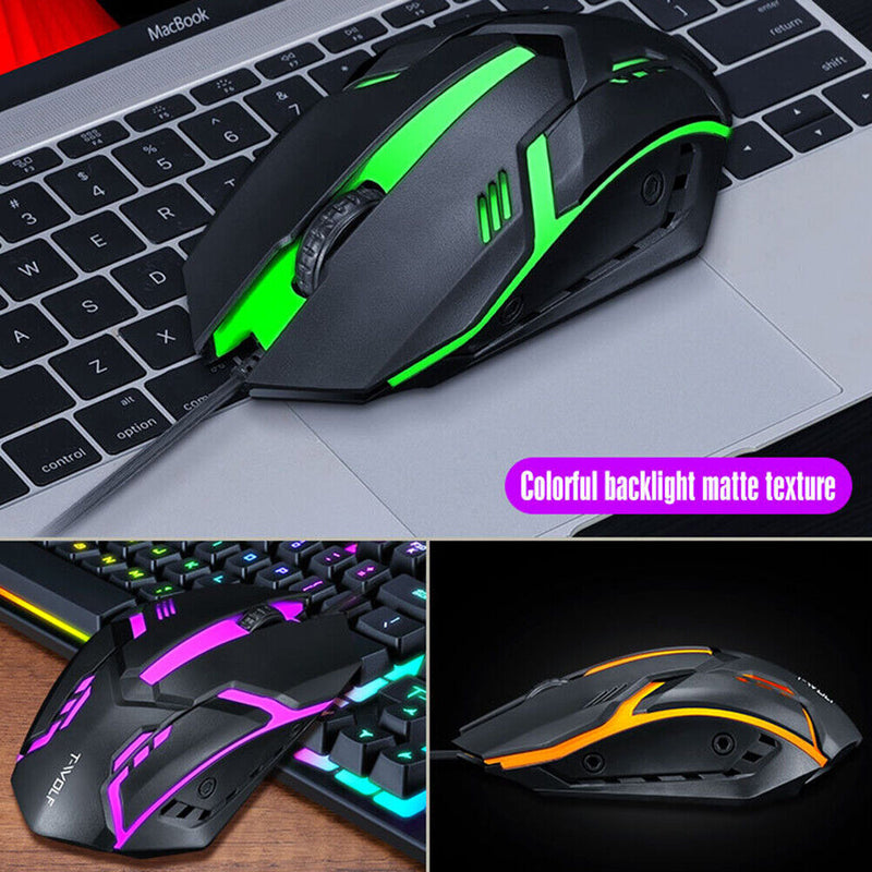 TF200 Rainbow RGB Back Light Keyboard Mouse Mice Wired Keyboard Mouse Combos Set