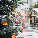 Wooden Christmas Star Xmas Tree Ornament Halloween Decorations LED Light Craft