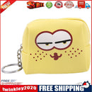 Leather Women Cute Cartoon Emotion Coin Holder Purses Mini Clutch (Yellow)