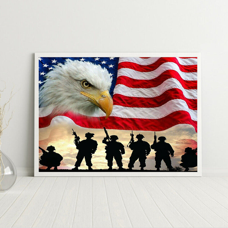 DIY Paint By Number Kit Flag Eagle Abstract No Frame for Home Decoration